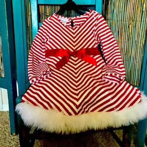 GIRLS' CHRISTMAS DRESS by Bonnie Jean - Sequined, Candy Cane Striped!